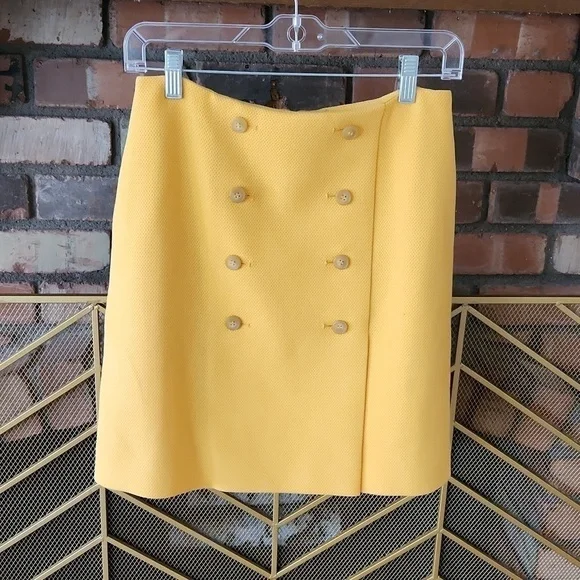 Nordstrom 1901 Yellow Rod Double Button Front Mini Skirt Size 2 - Picture 7 of 9